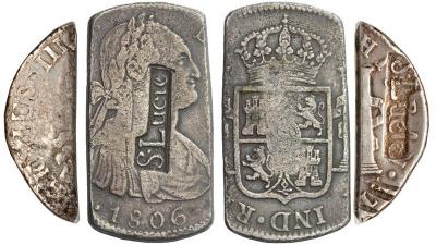 SAINT LUCIA. 6 Livres 15 Sols, 2 Livres 5 Sols, ND (1813). Local Ordinance of 20 January 1813..jpg
