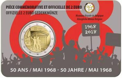Бельгия 2 евро 2018 год 50-летие студенческого восстания в мае 1968 года (реверс).jpg