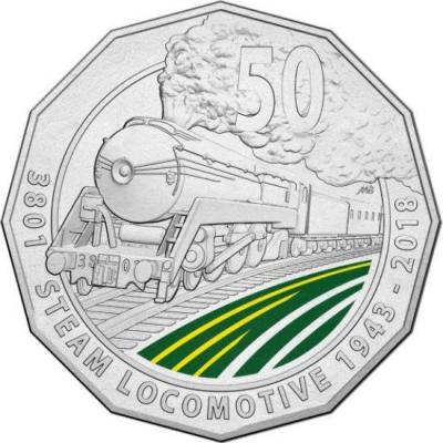 Австралия 50 центов 2018 «3801 STEAM LOCOMOTIVE» (реверс).jpg