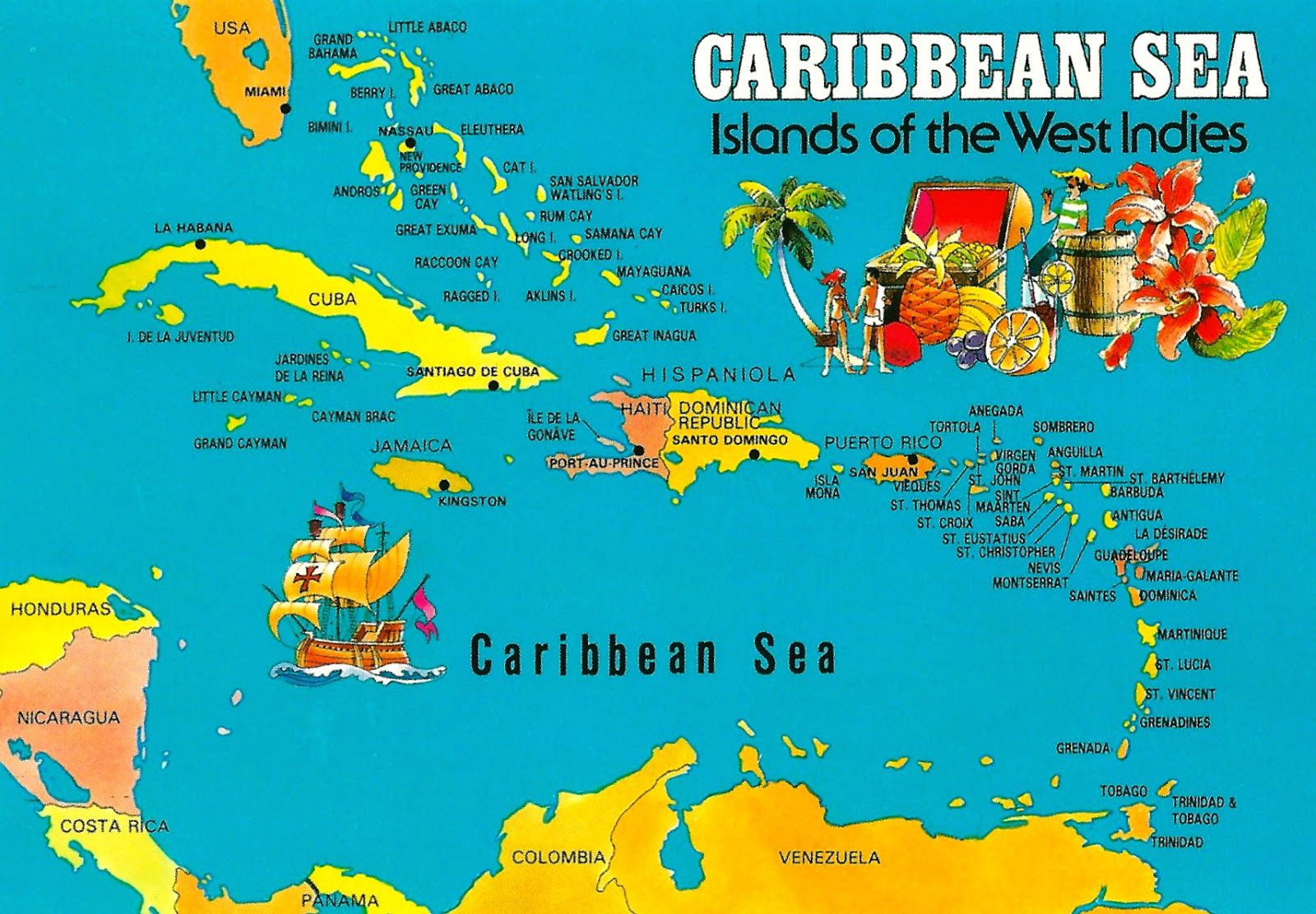 Карибское море карта