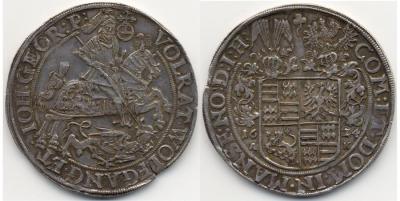 MANSFELD. MANSFELD-ARTERN, GRAFSCHAFT. Volrat VI., Wolfgang III. und Johann Georg II., 1620-1627. Reichstaler 1624.Dav. 6962.jpg