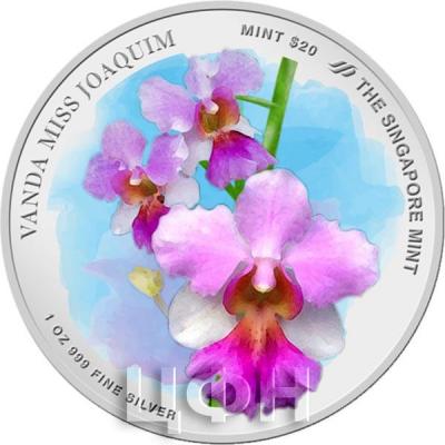 Сингапур 20 сингапурских долларов 2019 год  «Орхидея Ванда мисс Джоаким» (аверс).jpg