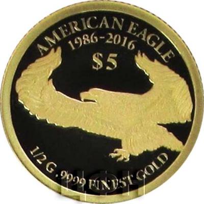 Фиджи 5 долларов 2016 «AMERICAN EAGLE 1986 - 2016» (реверс).jpg