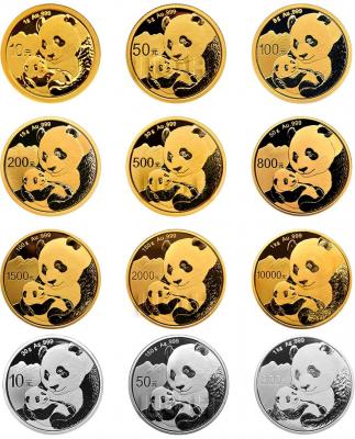 Китай  монеты 2019 года «Панда» (реверсы).jpg