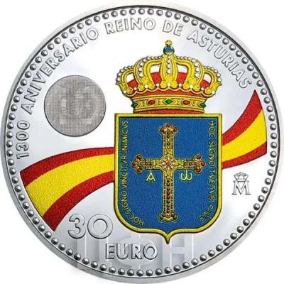 Испания 30 евро 2018 год  1300-летие Королевства Астурия (реверс).jpg
