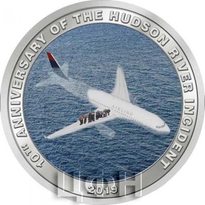 Острова Кука 1 доллар 2019 год «MIRACLE ON THE HUDSON Sully 10th Anniversary Silver Coin» (реверс).jpg