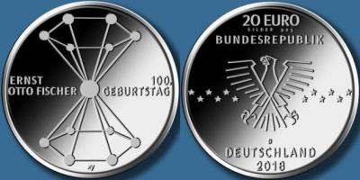 10 ноября 1918 года родился Эрнст Отто Фишер (Германия 20 евро 2018 серебро).jpg