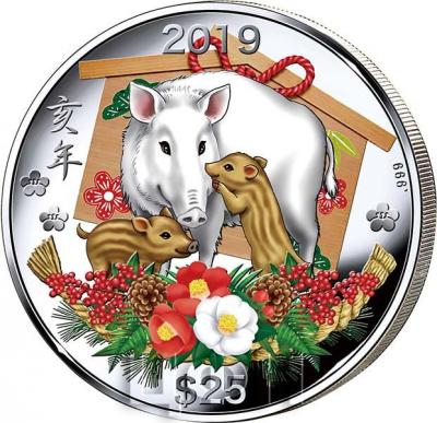 Острова Кука 25 долларов 2019 год «Год кабана» (реверс).jpg