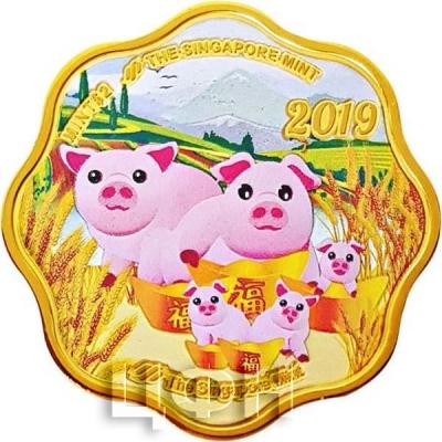 Сингапур 2 доллара 2019 год «Год Свиньи» (реверс).JPG