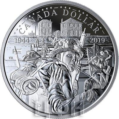 Канада 1 доллар 2019 год «75-я годовщина дня Д» (реверс).jpg