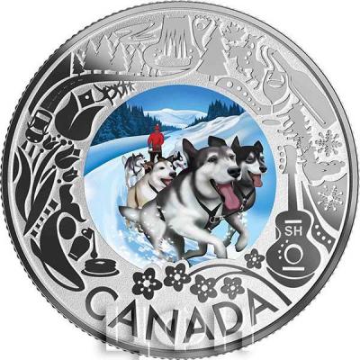 Канада 3 доллара 2019 год «Катание на собачьих упряжках» (реверс).jpg