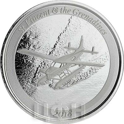 Сент-Люсия и Сент-Винсент 2 доллара 2018 год «гидросамолет» (реверс).jpg
