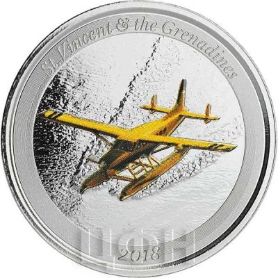 Сент-Люсия и Сент-Винсент 2 доллара 2018 год «гидросамолет» (реверс).jpg