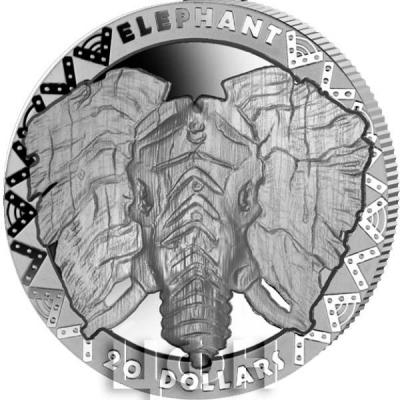 Сьерра-Леоне 20 долларов 2019 год «ELEPHANT» (реверс).jpg