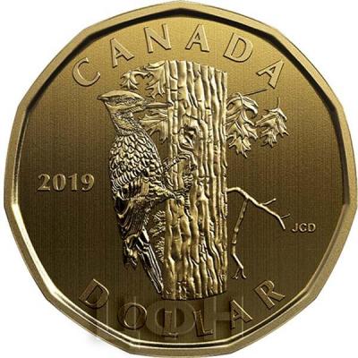 2 Канада 1 доллар 2019 год «Дятел» (реверс).jpg