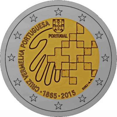 2015, 2 евро Португалия, памятная монета - «150 лет Португальскому Красному Кресту».jpg