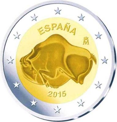 2015, 2 евро Испания, памятная монета - «Пещера Альтамира».jpg