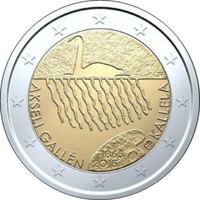 2015, 2 евро Финляндия, памятная монета - «150 лет со дня рождения Аксели Галлен-Каллела».jpg