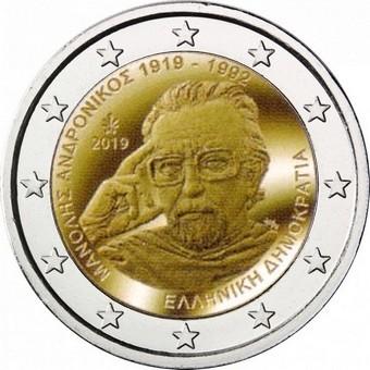 2019, 2 евро Греция, памятная монета - «100 лет со дня рождения Манолиса Андроникоса».jpg