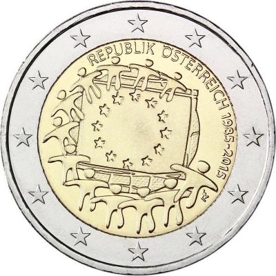 2015, 2 евро Австрия, памятная монета - «30 лет флагу Европейского союза».jpg