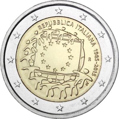 2015, 2 евро Италия, памятная монета - «30 лет флагу Европейского союза».jpg