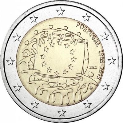 2015, 2 евро Португалия, памятная монета - «30 лет флагу Европейского союза».jpg