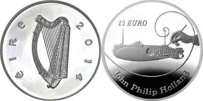 29 февраля 1840 года родился Джон Филип Холланд (Ирландия 15 евро 2014 год).jpg