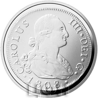 2017, 10 евро Испания, памятная монета - «8 реалов Карлоса IV», серия «Сокровища нумизматики» (реверс).jpg