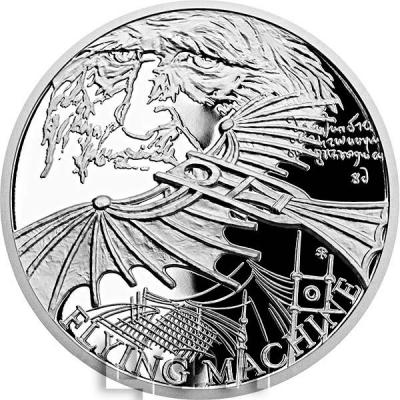 Ниуэ 1 доллар  2019 год «FLYING MACHINE 500th Anniversary Leonardo Da Vinci 1 Oz Silver Coin 1$ Niue 2019» (реверс).jpg