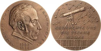 6 марта 1787 Йозеф Фраунгофер Fraunhofer, Joseph von 1787-1826 Bronzegußmedaille o.J..jpg