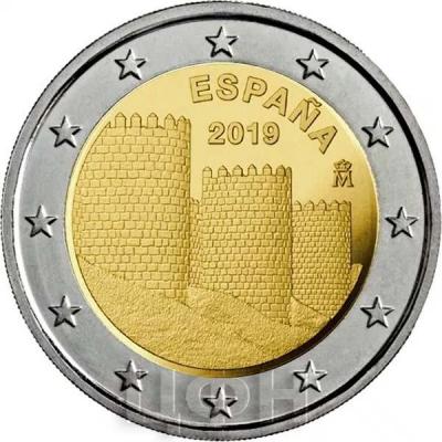 Испания 2 евро 2019 год «Стена Авилы» (реверс).jpg
