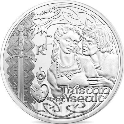 2015 год, 10 евро Франция, памятные монеты - «Тристан и Изольда», серия «Великие характеры французской литературы» (аверс).jpg