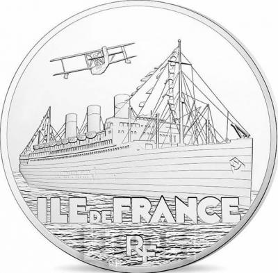 2016 год, 10 и 50 евро Франция, памятные монеты - «ILE DE FRANCE», серия «Великие корабли Франции» (аверс).jpg