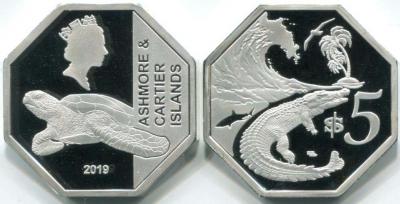 2019, 5 долларов ASHMORE & CARTIER ISLANDS.jpg