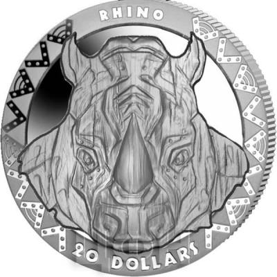 Сьерра-Леоне 20 долларов 2019 год «RHINO» (реверс).jpg