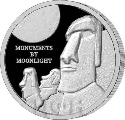 2019, Фиджи 1 доллар Моаи «MONUMENTS BY MOONLIGHT» (реверс).jpg