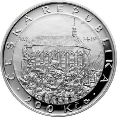 2019, Чехия 200 крон «Первая Пражская дефенестрация» (аверс).jpg