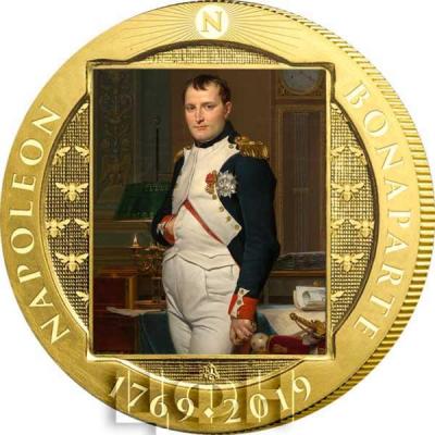 2019 год, Остров Святой Елены 1 крона «Жак Луи Давид. Наполеон в своем рабочем кабинете, 1812. Вашингтон, Национальная галерея» (реверс).jpg