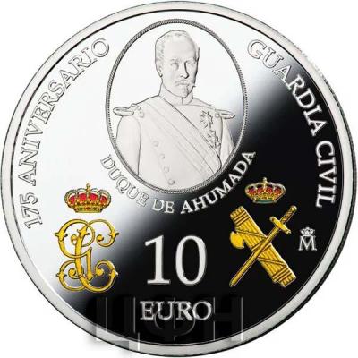 2019, Испания 10 евро, серия памятных монет «Гражданская гвардия Испании» (реверс).jpg