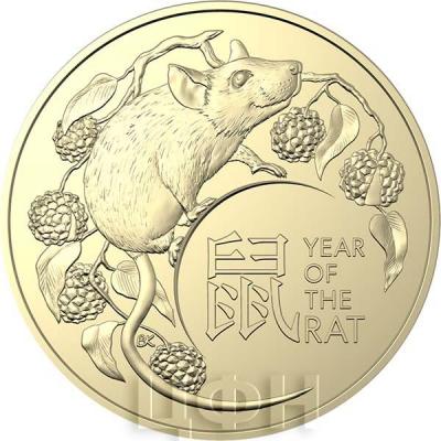 Австралия 2020 год 1$ «Год Крысы» (реверс).jpg