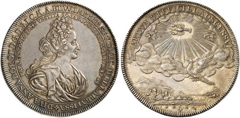 QUEDLINBURG ABTEI Anna Dorothea von Sachsen-Weimar, 1685-1704. Reichstaler 1704, Braunschweig, auf ihren Tod. Dav. 2604;.jpg