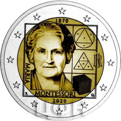 2 евро Италия 2020 год «150 лет со дня рождения Марии Монтессори» (аверс).jpg