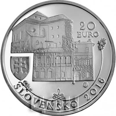 2016, 20 евро Словакия, памятная монета - «исторический центр г. Банска-Бистрица» (аверс).jpg