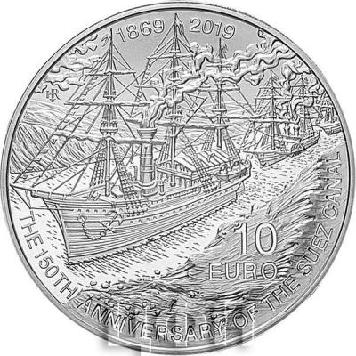 2019, 10 евро Мальта, памятная монета - «150-летие открытия Суэцкого канала» (реверс).jpg