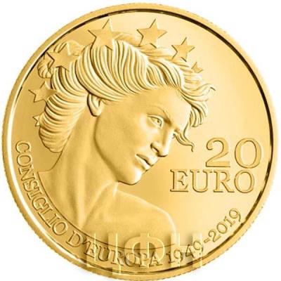 2019, 20 евро Сан-Марино, памятная монета - «70 лет Совету Европы» (реверс).jpg