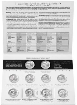 «2016 America the Beautiful Quarters Uncirculated Coin Set™» Набор США 2016 года (аверс).jpg