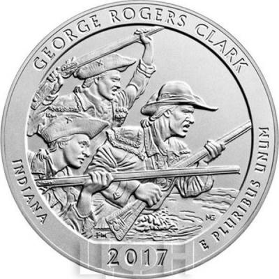 «George Rogers Clark National Historical Park 2017 Uncirculated Five Ounce Silver Coin».jpg