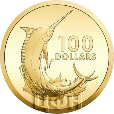 Багамские острова 100 долларов 2019 год «Atlantic Blue Marlin» (реверс).jpg