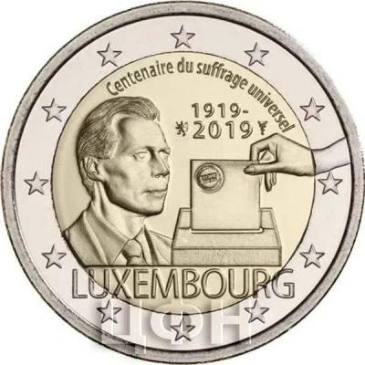 2 евро Люксембург, 2019 год «Избирательное право» (аверс).jpg