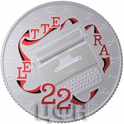 2020, 5 евро Италия, памятная монета - Olivetti «Letter 22» (аверс).jpg